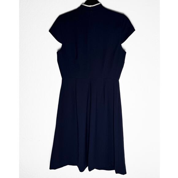 J Crew Women's Blythe Tie Neck 365 Crepe Dress Navy Blue Professional Office 6 - Picture 7 of 14